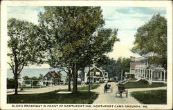 Along Broadway In Front of Nortfport Inn Postcard