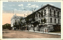 Public Library and Elks Home Postcard