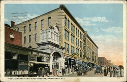 Public Market and Bijou Theatre Pawtucket, RI Postcard Postcard Postcard