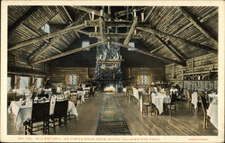 Old Faithful Inn from Dining Room - Yellowstone National Park Postcard