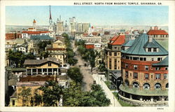 Bull Street, North from Masonic Temple Savannah, GA Postcard Postcard Postcard