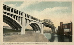 New High Level Bridge From River Cleveland, OH Postcard Postcard Postcard