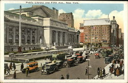 Public Library and Fifth Avenue Postcard