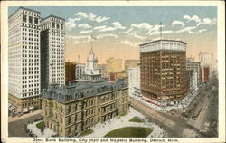 Dime Bank Building City Hall and Majestic Building Detroit, MI Postcard Postcard Postcard