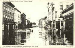 Business Section Under Water Athol, MA Postcard Postcard Postcard