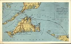 Map of Martha's Vineyard Island, MA Postcard