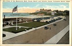 Boulevard, Bath House, Beach and Atlantic House Nantasket Beach, MA Postcard Postcard Postcard