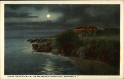 Cliffwalk and The Breakers by Moonlight Postcard