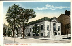 Street View of New Public Library Postcard