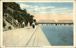 Strolling Along The River Front Steps Harrisburg, PA Postcard Postcard Postcard