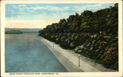 River Front Steps and Park Postcard