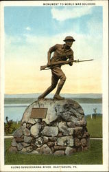 Monument to World Soldiers along Susquehanna River Postcard