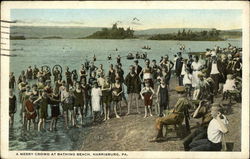 A Merry Crowd At Bathing Beach Postcard