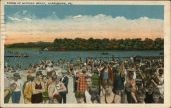 Scene at Bathing Beach Harrisburg, PA Postcard Postcard Postcard