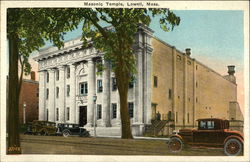 Street View of Masonic Temple Lowell, MA Postcard Postcard Postcard