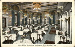 New Washington Hotel - Main Dining Room Seattle, WA Postcard Postcard Postcard