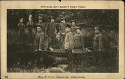 Boy Scouts Improvise Stretcher Postcard