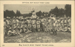 Boy Scouts Being Taught To Use Lasso Postcard Postcard Postcard