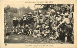 Scouts Throwing The Hatchet Boy Scouts Postcard Postcard Postcard