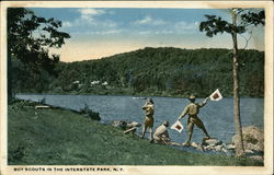 Boy Scouts In The Interstate Park, N. Y. Postcard