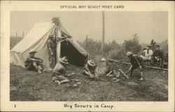 Boy Scouts in Camp Postcard Postcard Postcard