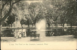 The Pond on the Common Lawrence, MA Postcard Postcard Postcard