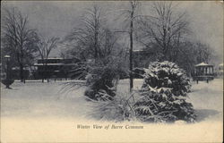 Winter View of Barre Common Massachusetts Postcard Postcard Postcard