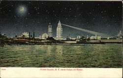 Coney Island, N. Y. from Ocean at Night New York, NY Postcard Postcard Postcard