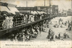 Watching The Bathers From The Boardwalk Postcard