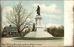 Roger William's Monument and Betsey Williams Cottage, Roger Williams Park Postcard