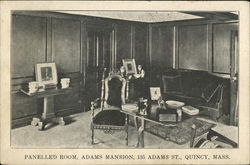 Panelled Room, Adams Mansion, 135 Adams St. Quincy, MA Postcard Postcard Postcard