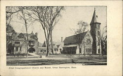 First Congregational Church and Manse Great Barrington, MA Postcard Postcard Postcard