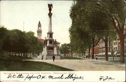 Soldier's Monument and the Common Worcester, MA Postcard Postcard Postcard