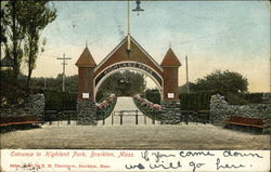 Entrance to Highland Park Brockton, MA Postcard Postcard Postcard