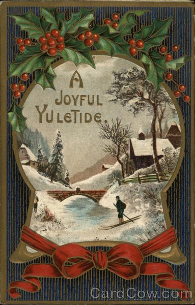 A Joyful Yuletide- A Winter Scene Through a Keyhole, Holly Sprigs ...