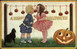 A Happy Halloween - Children Bobbing Apples Postcard Postcard Postcard