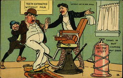 Man Being Forced Into Dentist's Chair Dentists Postcard Postcard Postcard