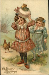 A Happy Easter With Children Postcard Postcard Postcard