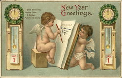 New Year Greetings Angels & Cherubs Postcard Postcard Postcard