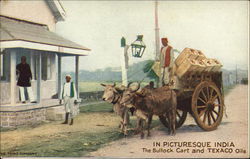 In Picturesque India the Bullock Cart and Texaco Oils Postcard