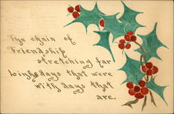 Hand Drawn aand Painted Holly and Words Postcard