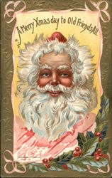 Portrait of Santa with Holly Postcard