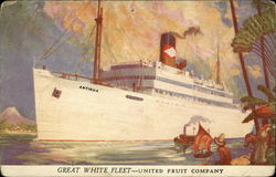 Great White Fleet -- United Fruit Company - Ship with Antigua Written on it Boats, Ships Postcard Postcard Postcard