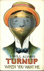 Man with a Turnip Face, Play on Words Postcard