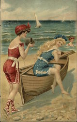 Three Women on the Beach Swimsuits & Pinup Postcard Postcard Postcard