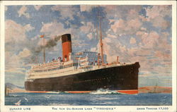 The New Oil-Burning Liner "Tyrrhenia" Cruise Ships Postcard Postcard Postcard