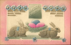 Easter Greetings With Bunnies Postcard Postcard Postcard