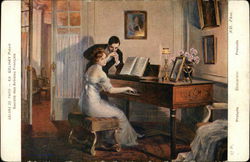 Ed Gelhay Painting - Woman Playing Piano with Admirer Postcard