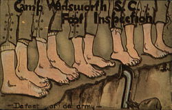 Camp Wadsworth S.C. Foot Inspection Postcard