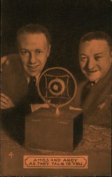 Amos and Andy Speaking into a Microphone Postcard